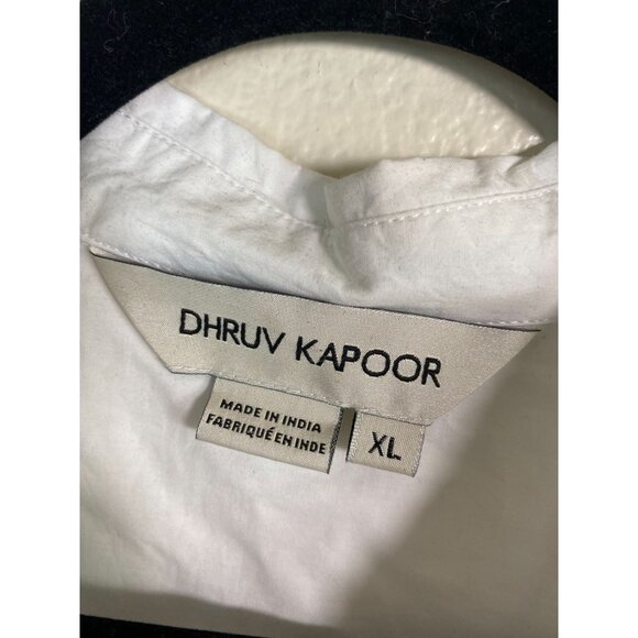 Dhruv Kapoor Anthropologie Button Up Top Women size XL White Blue 3D flower Boho - Picture 3 of 16